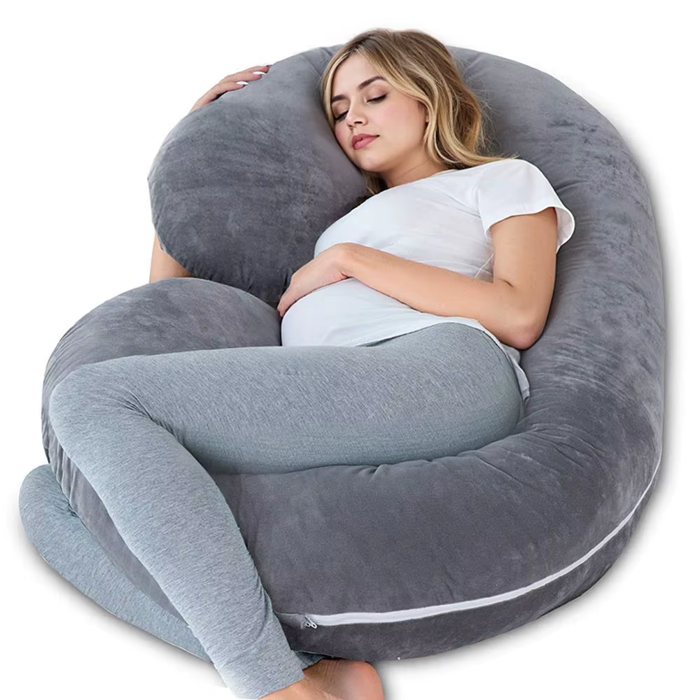 Coussin de Grossesse Forme — Support Corps Complet, Housse Amovible