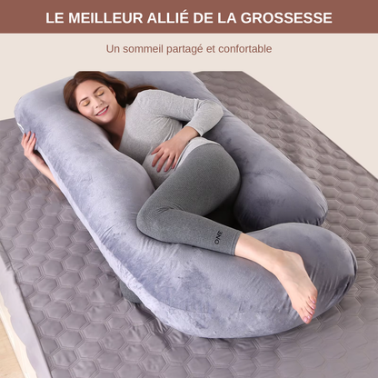 Coussin de Grossesse Forme — Support Corps Complet, Housse Amovible