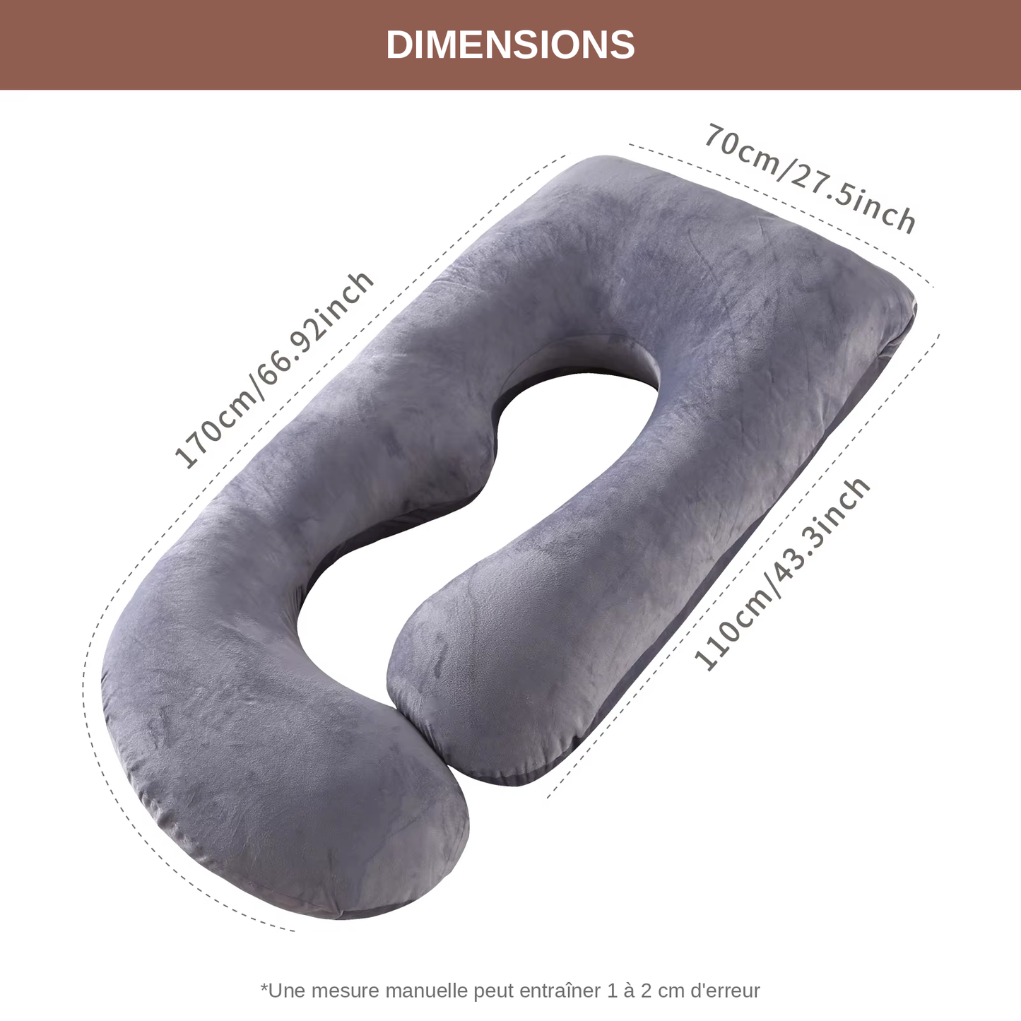 Coussin de Grossesse Forme — Support Corps Complet, Housse Amovible