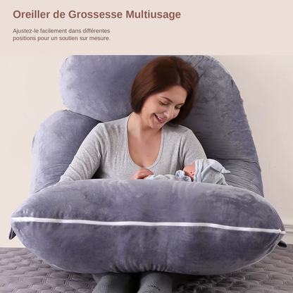 Coussin de Grossesse Forme — Support Corps Complet, Housse Amovible